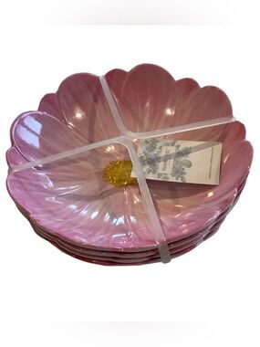Shabby Chic Peony Flower Melamine Bowls Set Of 4 New